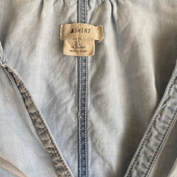 &SHIRT by H&M Women Chambray Top/Shirt light Blue Elastic Waist - Picture 2 of 8